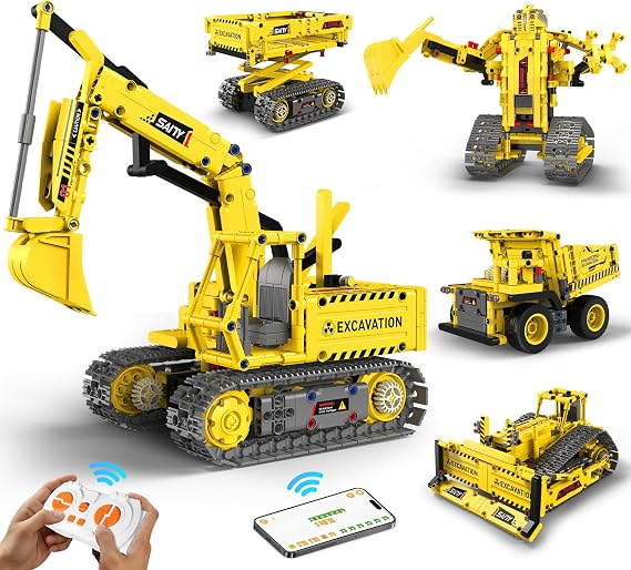 Excavator Robot Building Toys for Boys, STEM Projects for Kids Ages 8-12, Remote & APP Control Stem Kits Learning Educational Building Kit Dinosaur Robot Toy Gifts for Boys Girls (555 Pieces)
