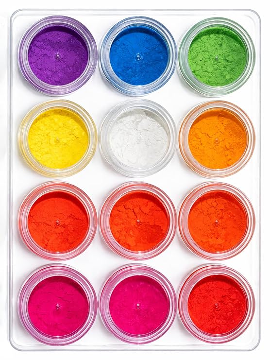 Neon Face Body & Nails Paint Pigment Powder Kit, 12 Colors