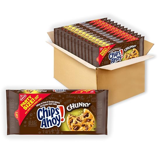 CHIPS AHOY! Chunky Chocolate Chunk Cookies, Party Size, 12-24.75 oz Packs