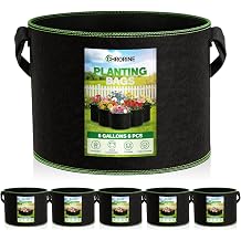 CHRORINE 6-Pack 5 Gallon Grow Bags 300G Thickened Aeration Fabric Pots with Handles Suitable for Planting plants Flowers and Fruits