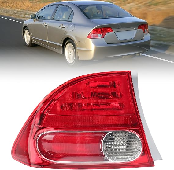 Tail Light Lens for 2006 2007 2008 Honda Civic 4-Door Sedan/Hybrid Driver Side HO2800166 33551SNAA01 (Left)
