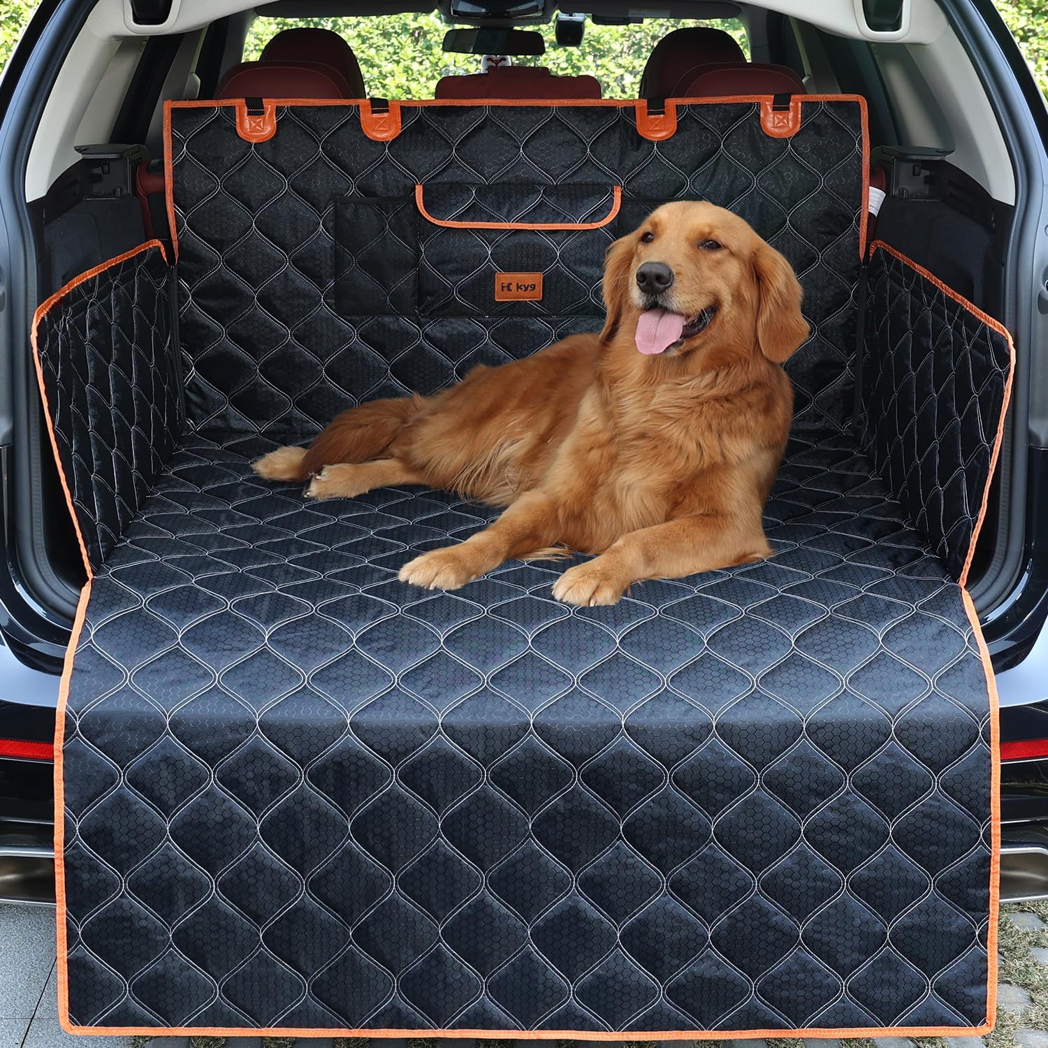 KYG Car Boot Protector, Waterproof, Nonslip, Boot Liner for Dogs, Heavy-Duty Dog Car Seat Cover with Bumper Protection, Scratch-Proof & Durable Boot Liner Fits Cars, Hatchback SUVs 185x105cm 73"x41"