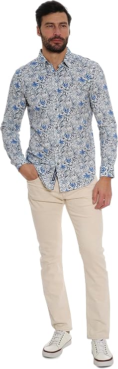 Robert Graham Mens Long Sleeve Patterned Button Down Shirt