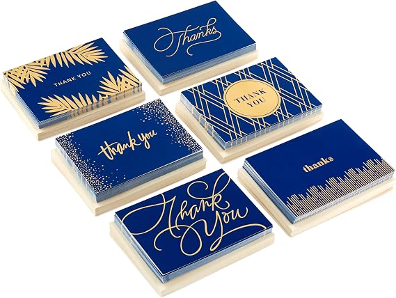 Hallmark Bulk Thank You Cards with Envelopes, 120-Pack (Gold and Navy)