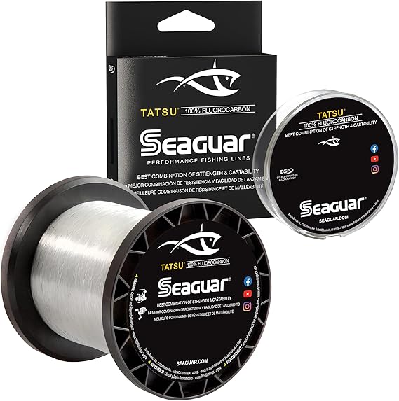 Seaguar Tatsu Fishing Line for Casting, Live Bait, 100% Fluorocarbon, Clear, Multiple Sizes