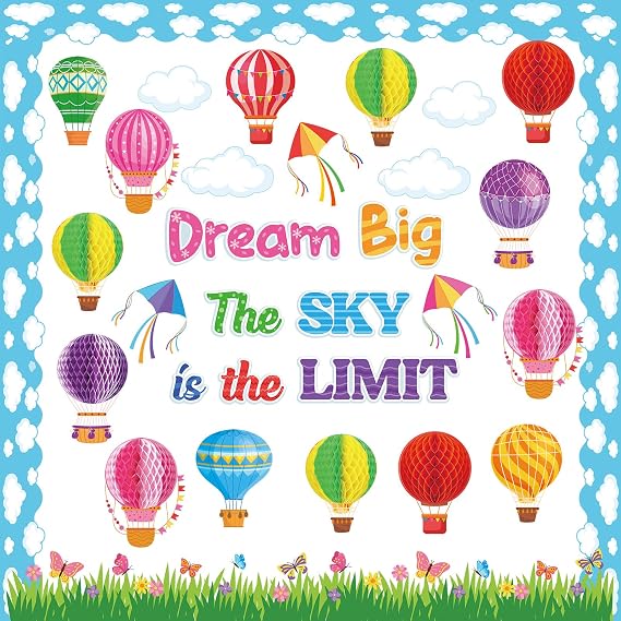 Pajean 66 Pcs Dream Big the Sky is the Limit Bulletin Board Sets Decoration