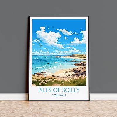 Isles of Scilly Travel Print, Travel Poster of Isles of Scilly, England, Cornwall Art, Isles of Scilly Art Lovers, Wall Art Print 424