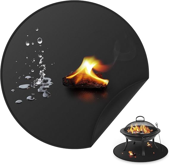 Fire Pit Mat for Solo Stove Bonfire, Round Under Grill Blanket for Outdoor Grill, Fireproof Mat, Oil Proof Waterproof Under Floor BBQ Accessories Protector for Solo Stove Accessories (90 cm)
