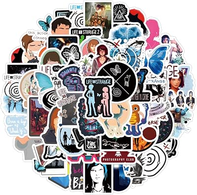 65pcs Life is Strange Stickers，Graffiti Waterproof Vinyl for Birthday Party Supplies Decoration Favors for Water Bottles Laptop Suitcase Scrapbooking Choice