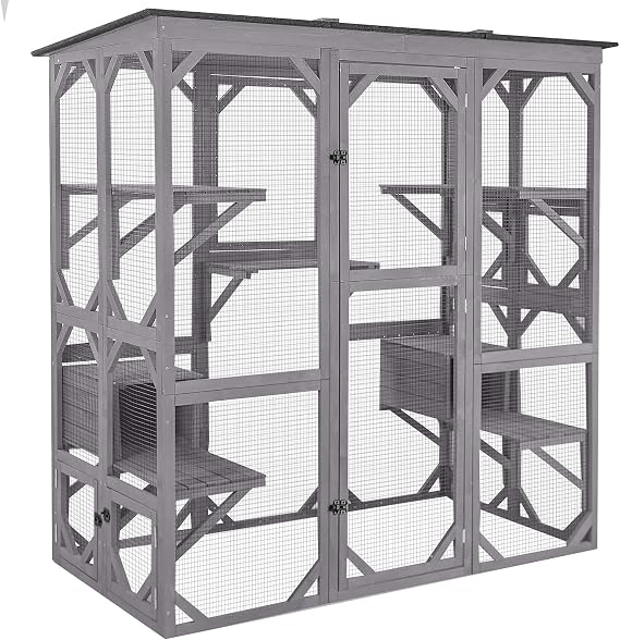 Aivituvin Extra Large Window Catio 5-Level Outdoor Cat Enclosure with Cover
