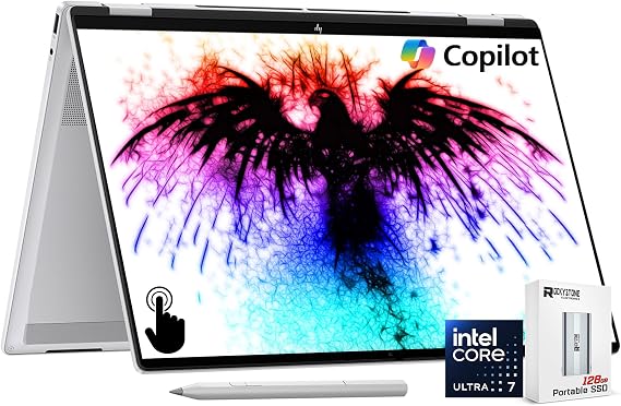 HP OmniBook 7 Flip 16" 2-in-1 Copilot+ AI PC Laptop, 3K OLED Touch, Intel Evo Platform 8-Core Ultra 7 258V(>Ultra 9 185H), WiFi 7, Backlit KB, W Pen & 128GB PSD, Win11 Home(32GB|1TB SSD)