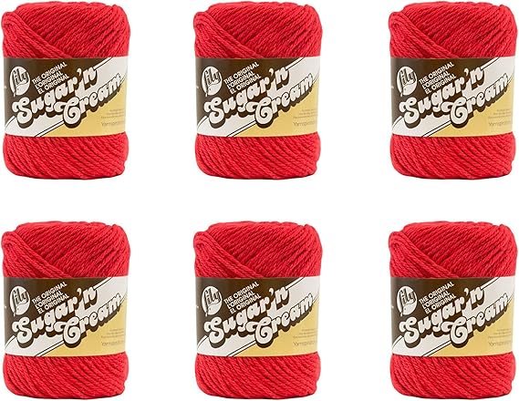 Lily Sugar'n Cream Cotton Yarn for Dishcloths Red 6-Pack