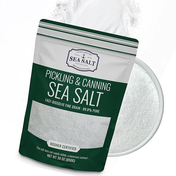 Sea Salt Superstore Pickling & Curing Salt, Fine Kosher, Non-Iodized, 30 oz | For natural preserving, fine kosher salt for brining, bag