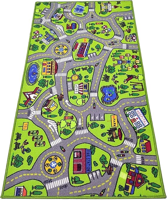 Carpet Playmat Kids Rug - Medium 43 x 26 Educational City Road Traffic Mat for Kids Ages 312 - Preschool Rug & Play Room Carpet with Skid-Proof Backing - Bedroom & Playroom