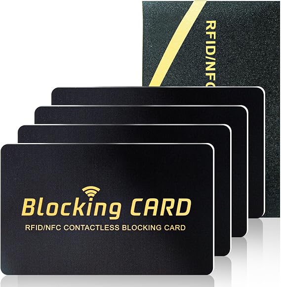 Schembo RFID Blocking Card,Contactless NFC Debit Credit Card Passport Protector, One Card Protects Entire Wallet/Purse for Men & Women, Smart Slim Design Perfectly Fits in Wallet/Purse (4Pack Black)