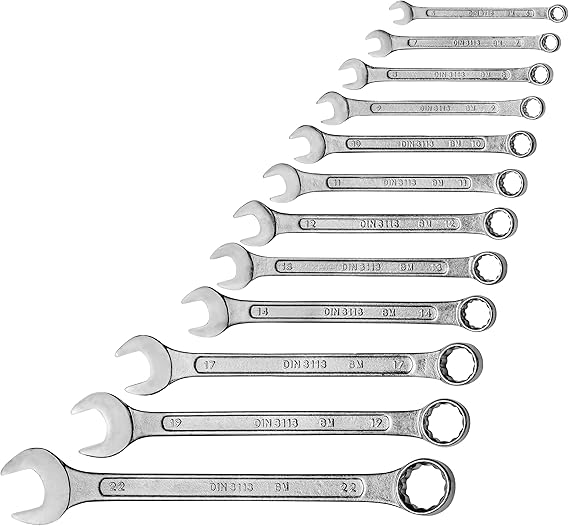 Mannesmann Fork Ring Key Set, 12 Pieces, 6-22 mm, CV, Gs, M 130-12Dın