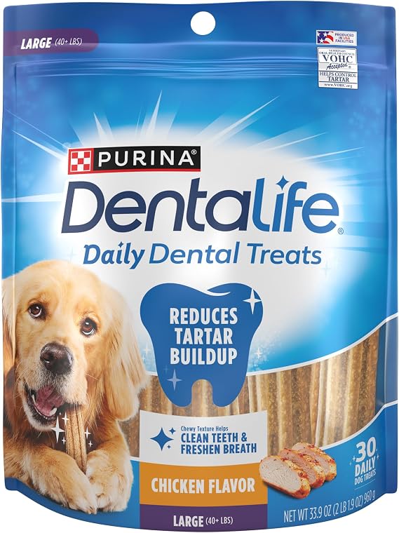 Dentalife Daily Oral Care Dog Treats for Large Dogs, Chicken, 30 ct.