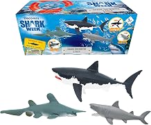 Shark Week Discovery Shark Encounter Playset Megadolon and Globin Shark Toy Set, Realistic Sharks with Movable Jaw Bath Toy, Birthday Gift and Party Favors for Kids