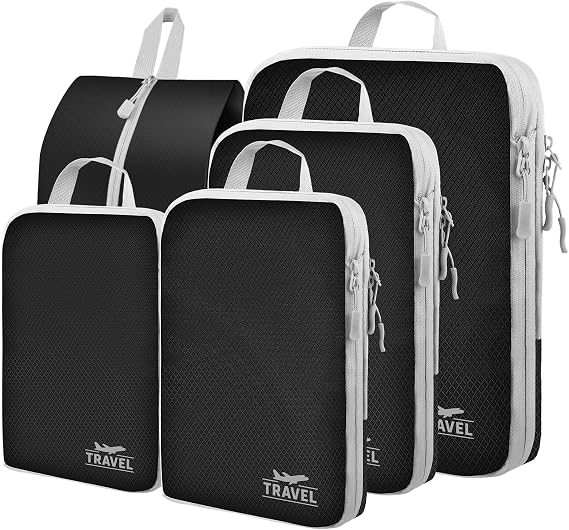 Compression Packing Cubes for Travel, Travel Essentials Luggage Organizer bags for Suitcase, Durable Compression Travel Packing Cubes for Carry on Backpack