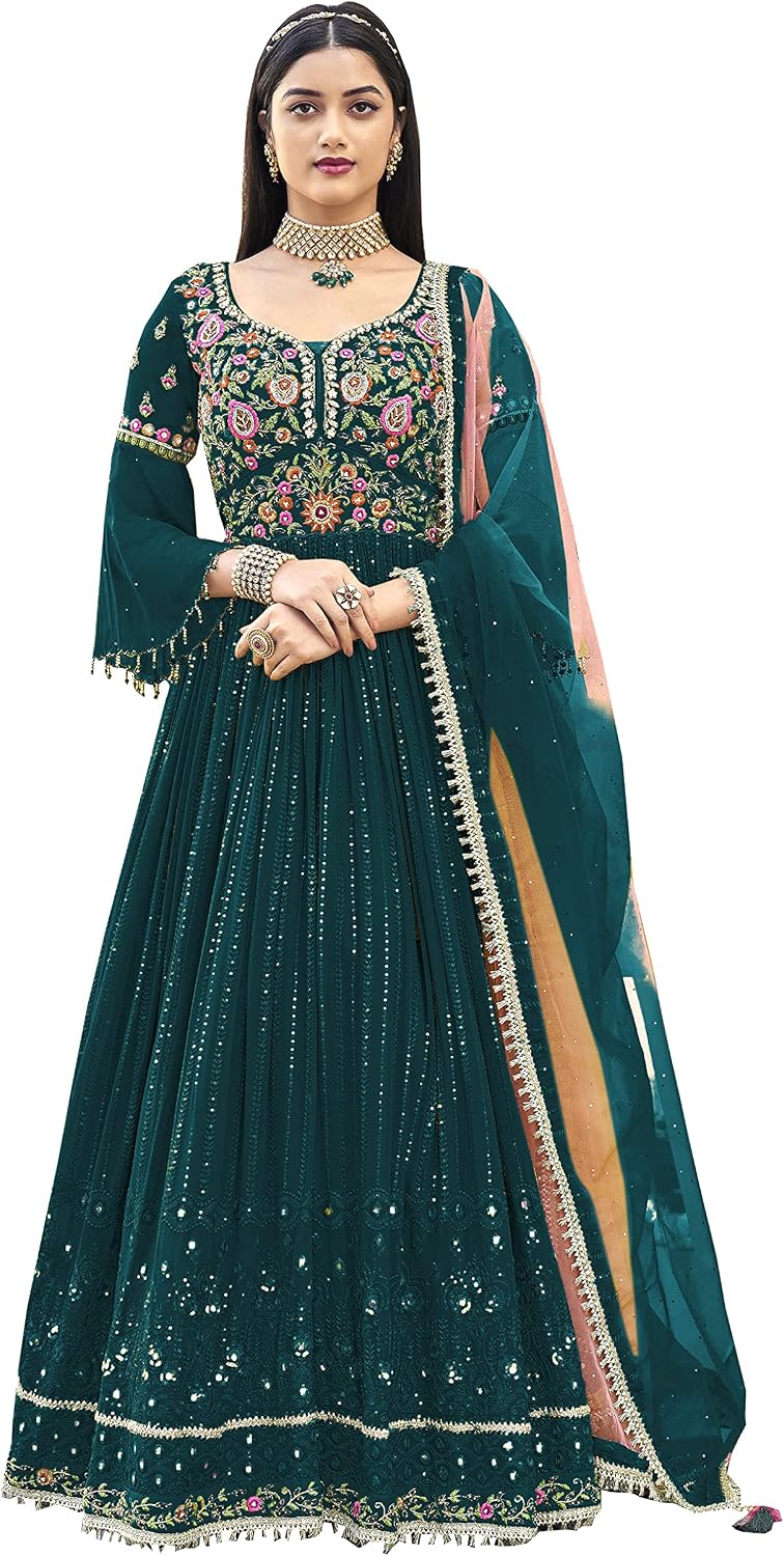 FABMIAMI women's ready to wear Indian georgette embroidered gown style salwar kameez 2323
