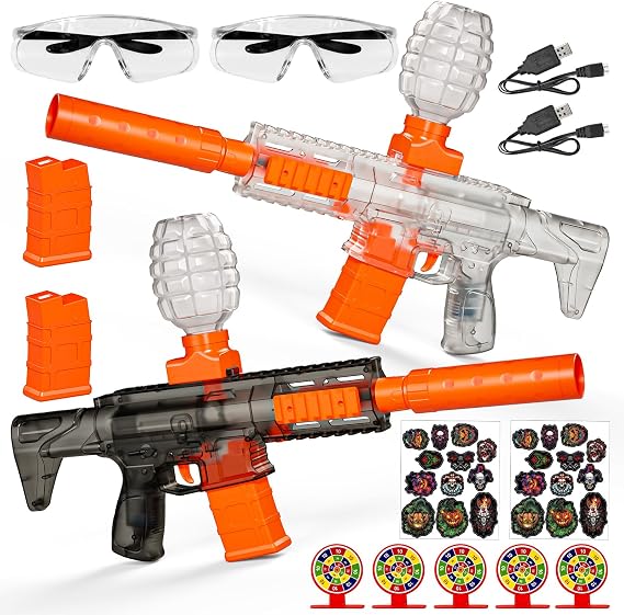 2 Pack Splatter Blaster Electric Toys Transparent Style(Black & White)