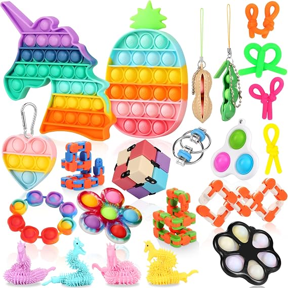 Fidget Toys Pack Set Pop Fidgets Toy Sets Packs Fidget Toys Pack Stress Relief and Anti-Anxiety Tools Sensory Toys... (23 Packs)