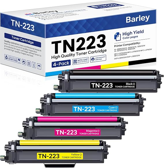 TN-223 TN223BK/C/M/Y Toner Cartridge 4 Pack Compatible TN223 4PK TN-223BK/C/M/Y Ink Cartridges Replacement for Brother TN223 Black Cyan Magenta Yellow Toner Cartridges Set: TN2234PK