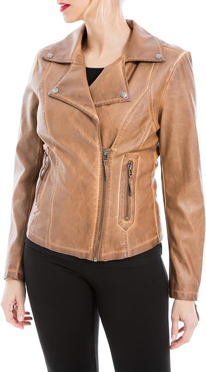 Max Studio Women's Fall 2023 Trendy Fashion Everyday Casual Faux Leather Jacket