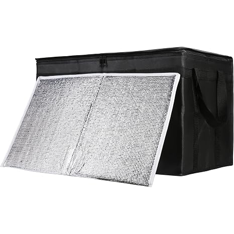 1-Pack Insulated Food Delivery Bag with Hard Bottom, 3X-Large, Black