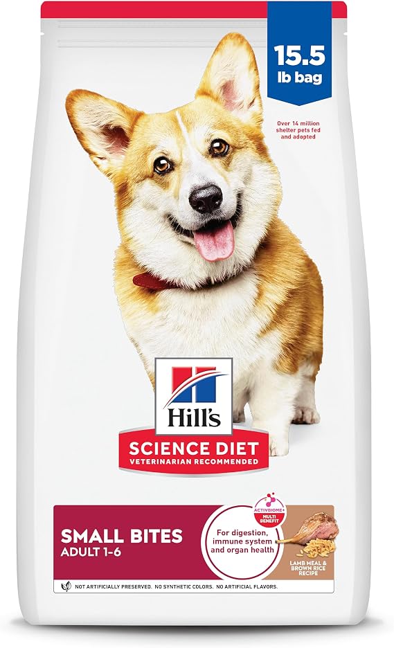 Hill's Science Diet Adult 1-6 Small Bites Dry Dog Food, Lamb Meal & Brown Rice, 15.5 lb. Bag