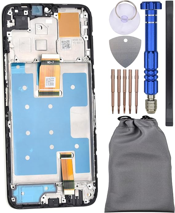 Display Screen Touch Digitizer with Screen Frame for Honor X5 Plus Black 6.56