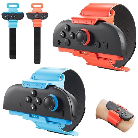 FANPL Wrist Bands for Nintendo Switch 2 joycon Controller, Adjustable Elastic Strap for Just Dance 2026/2025/2024, for Zumba Burn It Up, Fit for Adults and Children,2 Pack (Blue-Orange)