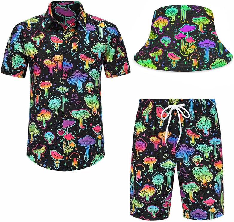mens festival clothing,festival outfits for men,rave outfits men,mushroom Hawaiian Shirt For Men,01