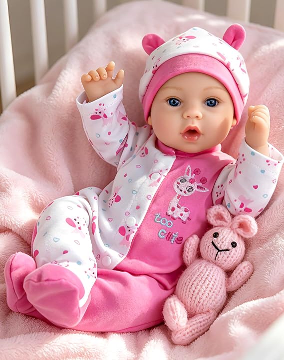 Aori Reborn Baby Doll, 18-Inch Soft Body Lifelike Girl in Pink Outfit