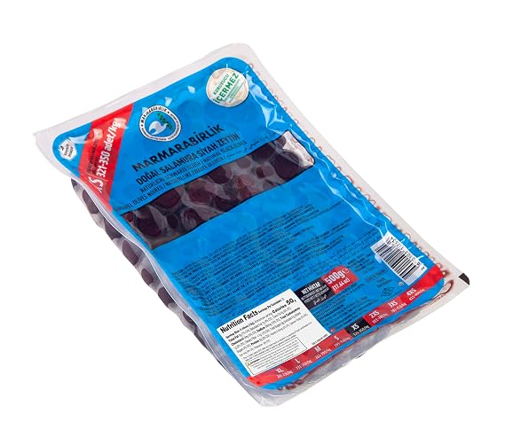 Marmarabirlik Turkish Black Olives, Olive Brine, Healthy Snacks, 17.6oz | Natural Mediterranean Pickled Olive for Salads, Mezze & Fresh Food Platters, Vegan, Kosher, Halal, Snack Packs, XSmall
