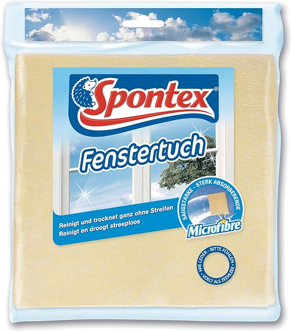 Spontex Microfibre Window Cloth, Cleans Efficiently Without Chemicals, Streak-Free Shine for Windows and Car Windows, Super Soft, Pack of 1