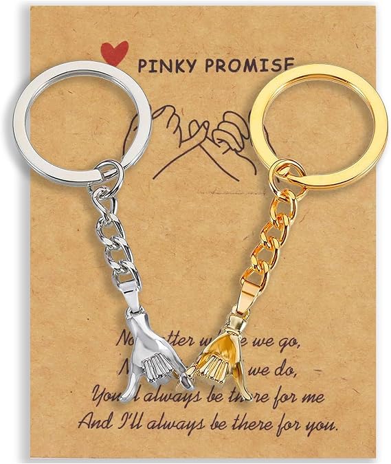 Gift for Boyfriend Girlfriend Pinkie Promise Matching Keychain