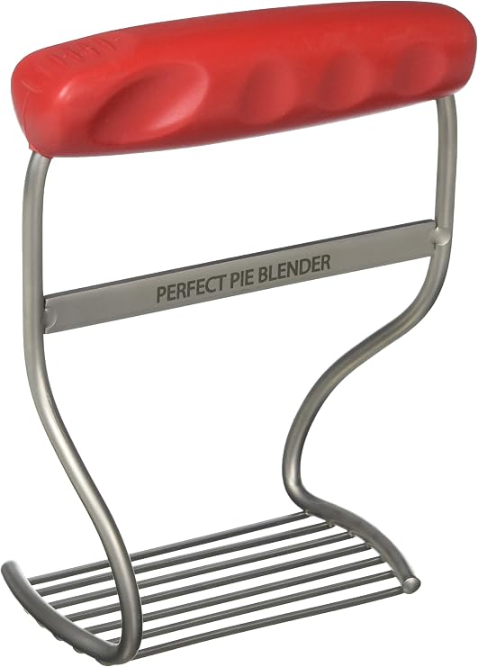 Perfect Pie Dough Blender & Pastry Cutter Tool Heavy Duty Stainless Steel Blades for Easy Mixing Ergonomic Soft Grip Handle Ideal for Baking Pizza, Pie, Cookies - Red