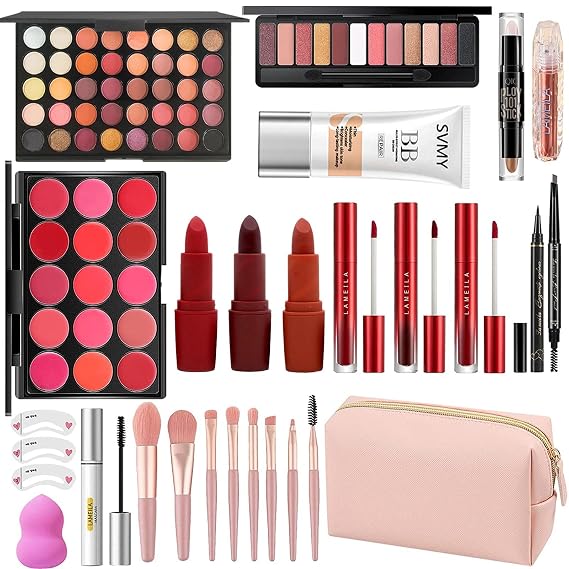 Professional Full Makeup Kit Gift 30 PCS, All-in-one for Women Include Eyeshadow Palette,eyeliner, Lip Gloss lipstick , Brush Set, Foundation, Concealer , Mascara