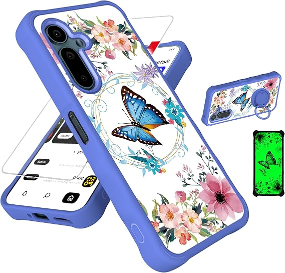 jioeuinly for Solana Seeker Case, Saga 2 Solana Mobile Seeker Phone Case Cover Tempered Glass Screen Protector Hard PC + Soft Silicone Ring Support Luminous Effect YGL-LHD