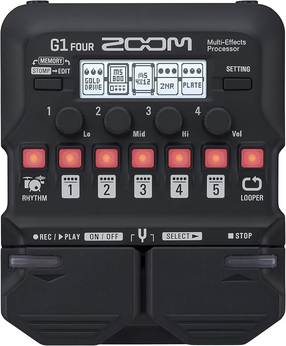 ZOOM G1 FOUR Guitar Multi-Effects Pedal with Looper, Drum Computer & Amp Modeling – Ideal for Stage & Studio