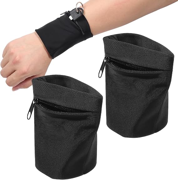 2 Pcs Wrist Wallets for Women Wrist Card Holder Wristband with Zipper