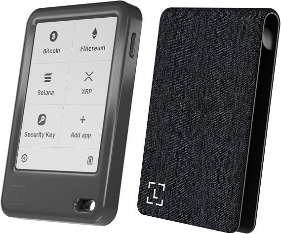 Bundle Ledger Nano Gen5 (Jet Black) & Magnet Folio (Business Charcoal) - Entry-Level Crypto Touchscreen Signer with Protection