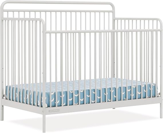Delta Children Hayden 5-in-1 Convertible Metal Crib, Warm Gray