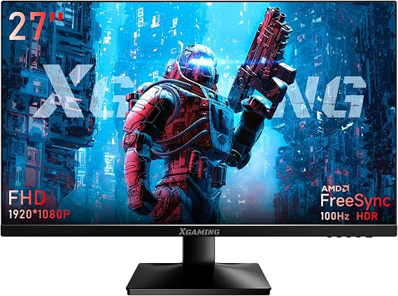 XGaming 27 inch Gaming Monitor, QHD 2560 * 1440p, 144Hz/165Hz 98% sRGB, 1ms, FreeSync, Dual HDMI&DisplayPort, Built-in Speakers and LED Rainbow Light, Frameless IPS Screen, VESA Mountable, Black