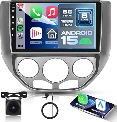 [6G128G] Car Stereo for Ford Focus 2005-2008, 9 Inch IPS Touch Screen with Wireless CarPlay & Android Auto, 8-Core Android 15 Car Radio, 360