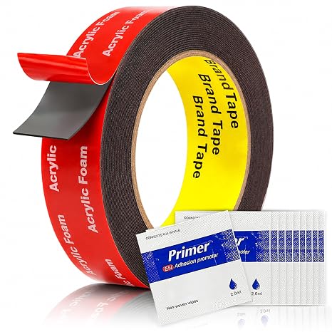 Double Sided Tape Heavy Duty Waterproof Foam Mounting Tape 0.98" x 18FT with 10 Adhesion Promoters, Heat Resistant Industrial Strength Adhesive for Automotive Trim, LED Lights, Home & Outdoor Use