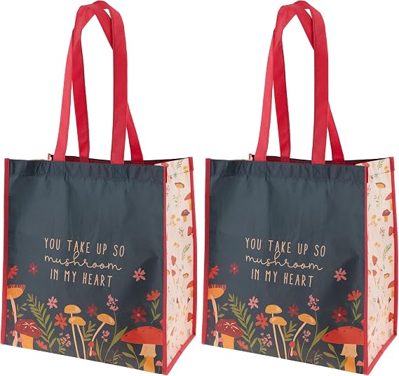 Karma Reusable Gift Bags - Tote and Gift Bags with Handles - Perfect for Birthday and Party Gifts RPET 1 Mushroom Large (Pack of 2)