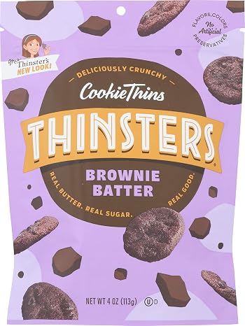 Thinsters Cookies, Brownie Batter Cookie Thins, 4 Ounce Bag
