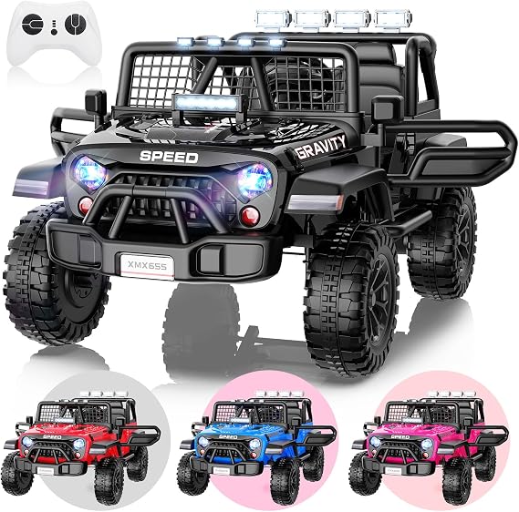 Hikole 24V 2 Seater Ride On Car for Big Kids Girls Boys 3-8, Black